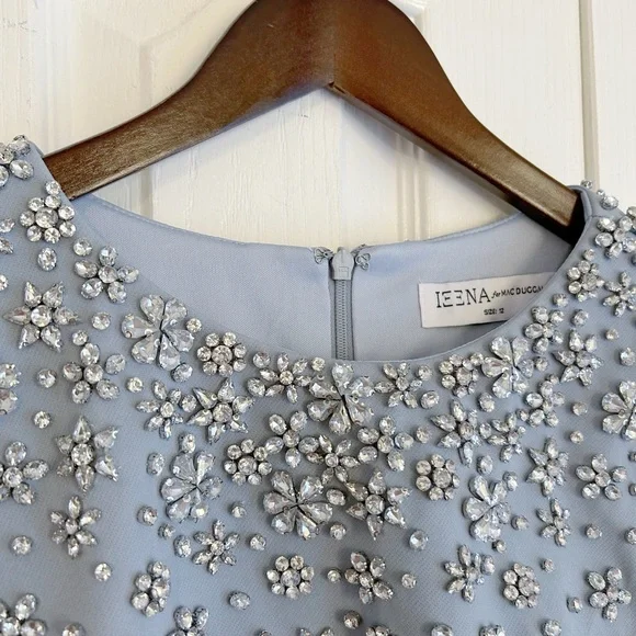 MAC DUGGAL Powder Blue High Neck Rhinestone Embellished Crepe Gown (Style 50038) - Picture 5 of 14